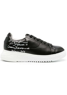Armani calligraphy-print leather sneakers