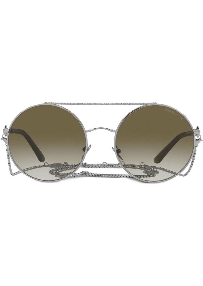 Armani chain-detail round-frame sunglasses