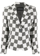 Armani checkered print notched lapel blazer