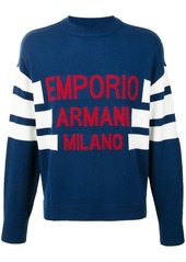 Armani contrast-logo crewneck jumper