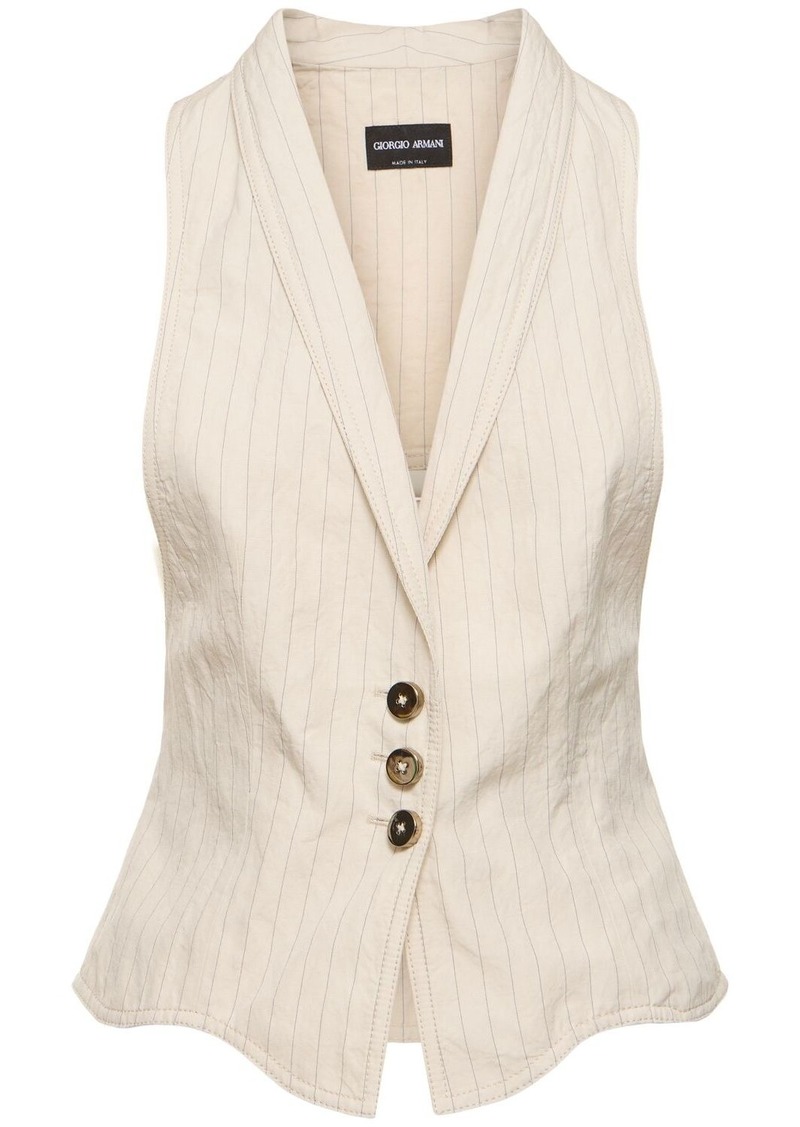 Armani Cotton Blend Sleeveless Vest W/ Cutouts