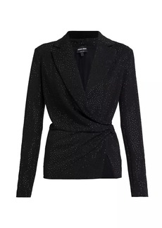 Armani Crystal-Embellished Ruched Wrap Jacket