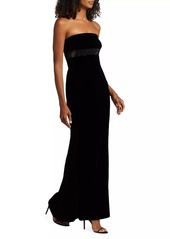 Armani Crystal-Embellished Velvet Strapless Gown