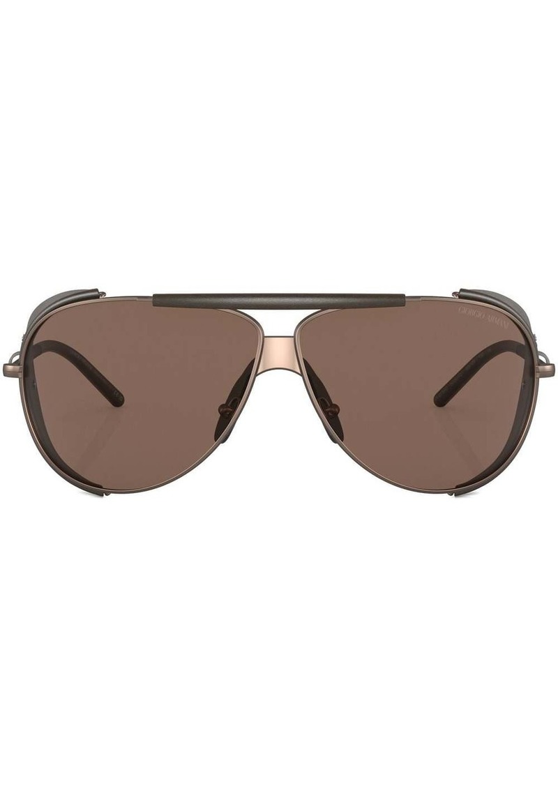 Armani double-bridge pilot-frame sunglasses