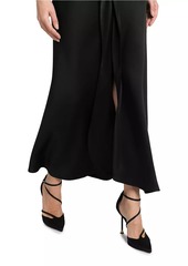 Armani Draped Silk Slit Midi-Skirt