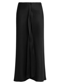 Armani Draped Silk Slit Midi-Skirt