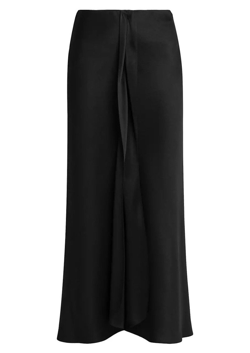 Armani Draped Silk Slit Midi-Skirt