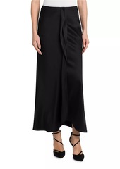 Armani Draped Silk Slit Midi-Skirt