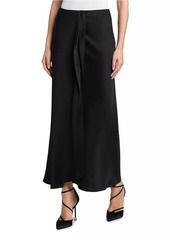 Armani Draped Silk Slit Midi-Skirt