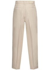 Armani Drill Linen & Wool Loose Leg Pants