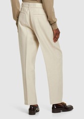 Armani Drill Linen & Wool Loose Leg Pants