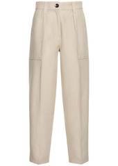 Armani Drill Linen & Wool Loose Leg Pants