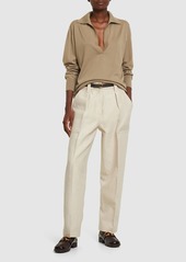 Armani Drill Linen & Wool Loose Leg Pants