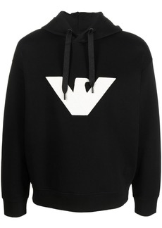 Armani embossed-logo drawstring hoodie