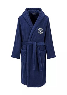 Armani Embroidered Hooded Cotton Robe