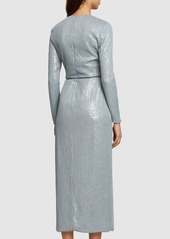 Armani Embroidered Jersey Sequined Long Dress