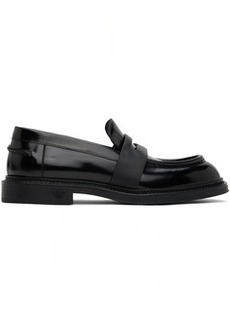 Emporio Armani Black Brushed Leather Loafers