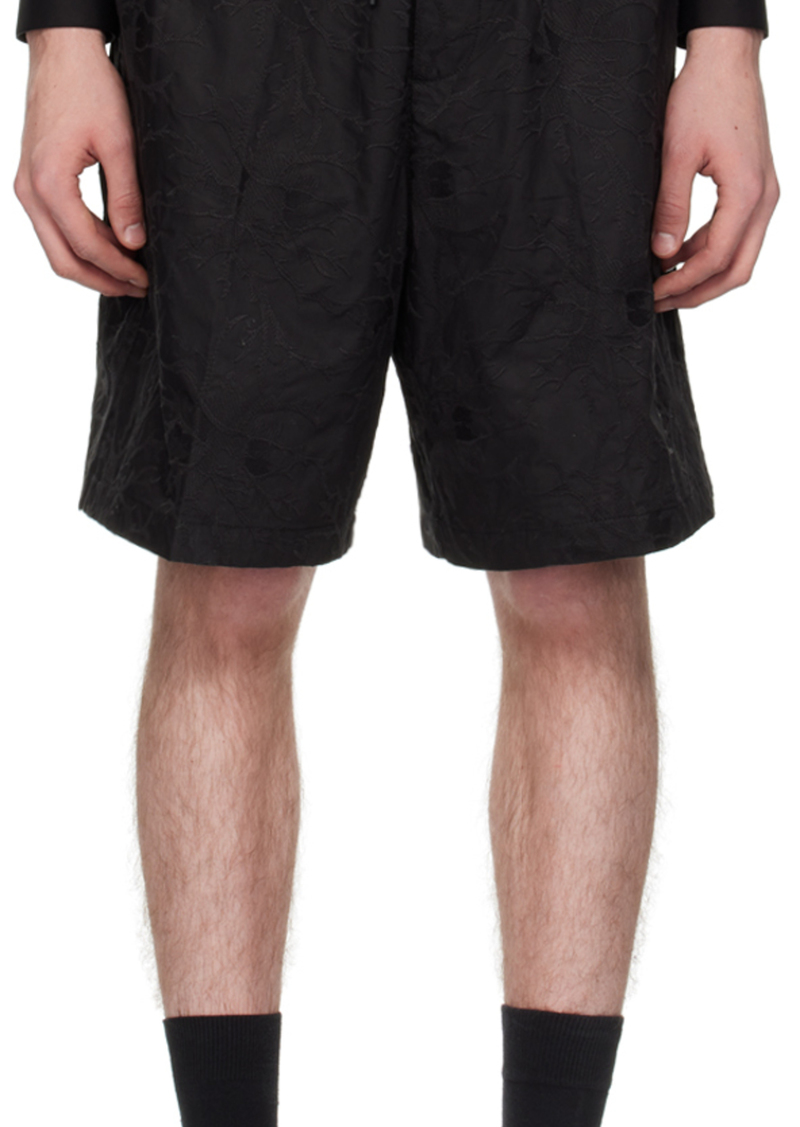 Emporio Armani Black Embroidered Shorts