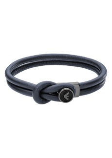 Emporio Armani Blue Leather Hook-and-Eye Bracelet in Grey at Nordstrom Rack