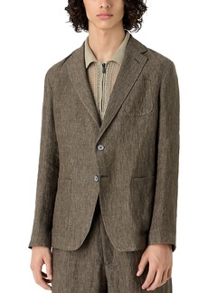 Emporio Armani Crepe Delave Linen Single Breasted Regular Fit Jacket