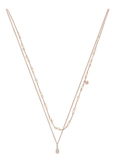 Emporio Armani Cultured Pearl & CZ Layered Chain Necklace in Rose Gold at Nordstrom Rack