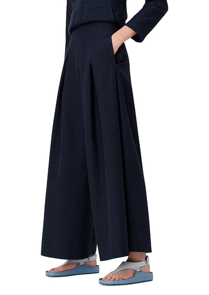 Emporio Armani Jacquard Pleated Wide Leg Pants