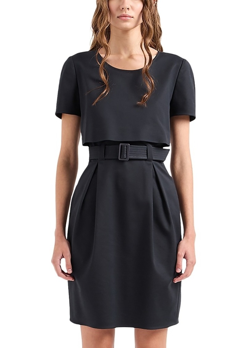 Emporio Armani Layered Look Belted Dress