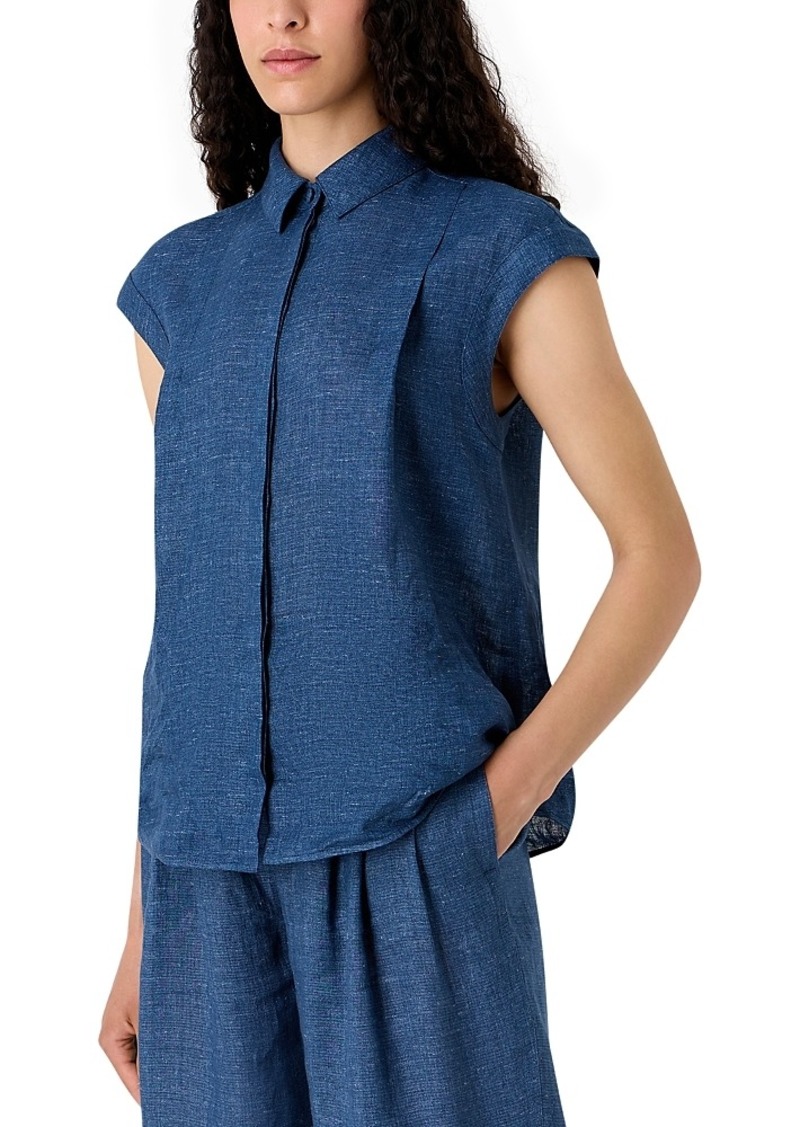 Emporio Armani Linen Blend Cap Sleeve Shirt