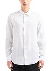 Emporio Armani Long Sleeve Linen Chambray Button Front Shirt