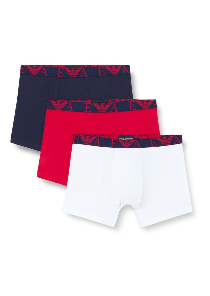 Emporio Armani Men's Bold Monogram 3-Pack Boxer Marine/Lacq Red/​White