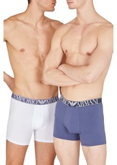 Emporio Armani Men's Endurance 2-Pack Midwaist Boxer White/Denim