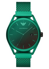 Emporio Armani Men's Green Aluminum Mesh Bracelet Watch 43mm