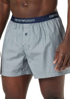 Emporio Armani Men's Loungewear Yarn Dyed Woven Pyjamas Boxer Marin/Mint Ver.Strip