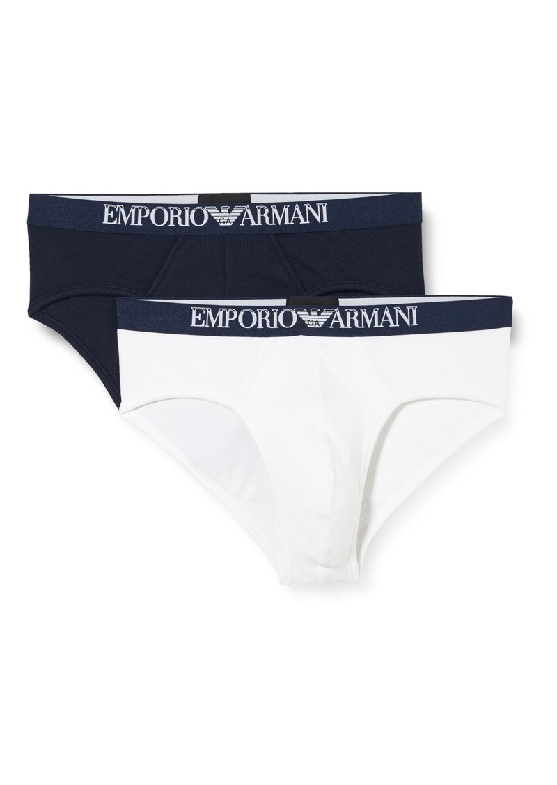 Emporio Armani Men's Ribbed Stretch Cotton 2-Pack Brief