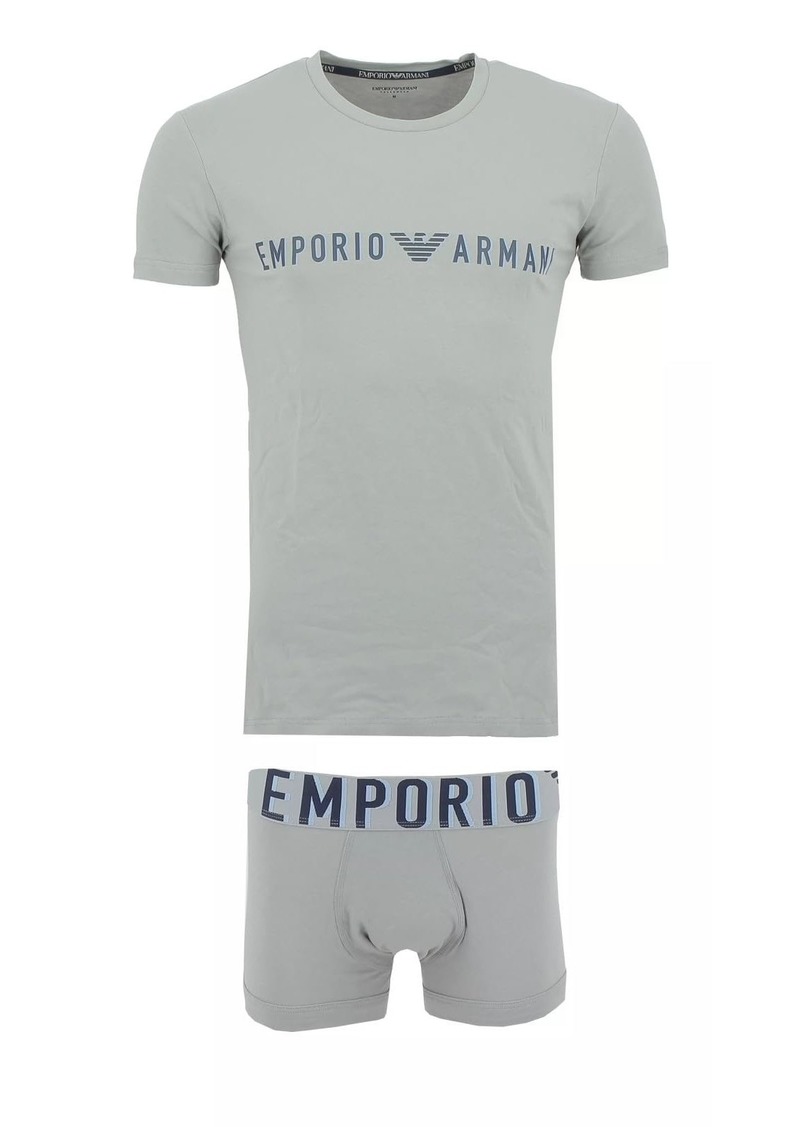 Emporio Armani Men's Stretch Cotton Megalogo T-Shirt+Trunk