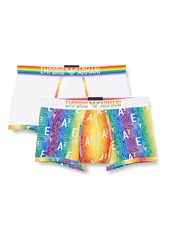 Emporio Armani Men's Stretch Cotton Rainbow Logo 2-Pack Trunk