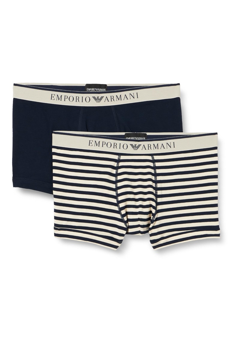 Emporio Armani Men's Stretch Cotton Yarn Dyed 2-Pack Trunk