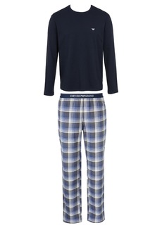 Emporio Armani Men's Yarn Dyed Cotton Long Pajamas