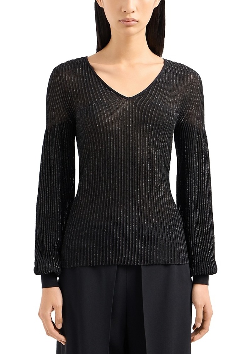 Emporio Armani Metallic V Neck Sweater