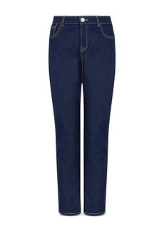 Emporio Armani Mid Rise Straight Leg Jeans in Dark Denim