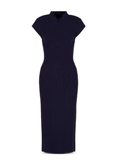 Emporio Armani Mock Neck Ribbed Knit Midi Dress