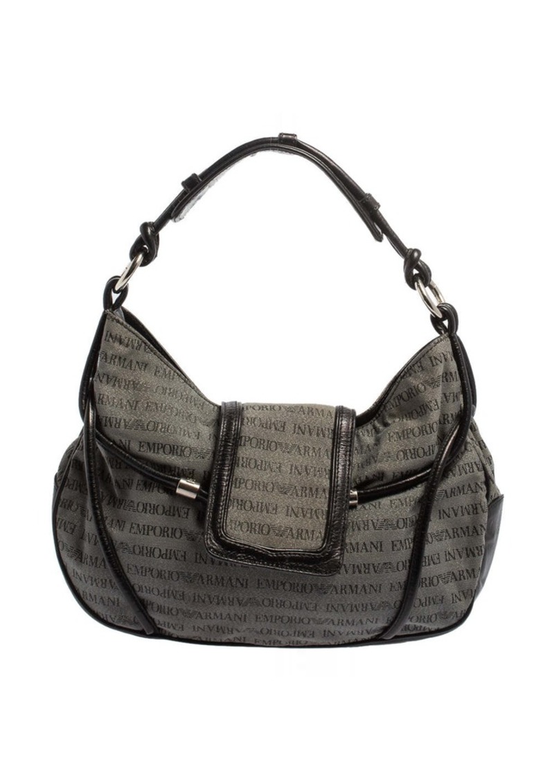 Emporio Armani Monogram Canvas And Leather Hobo