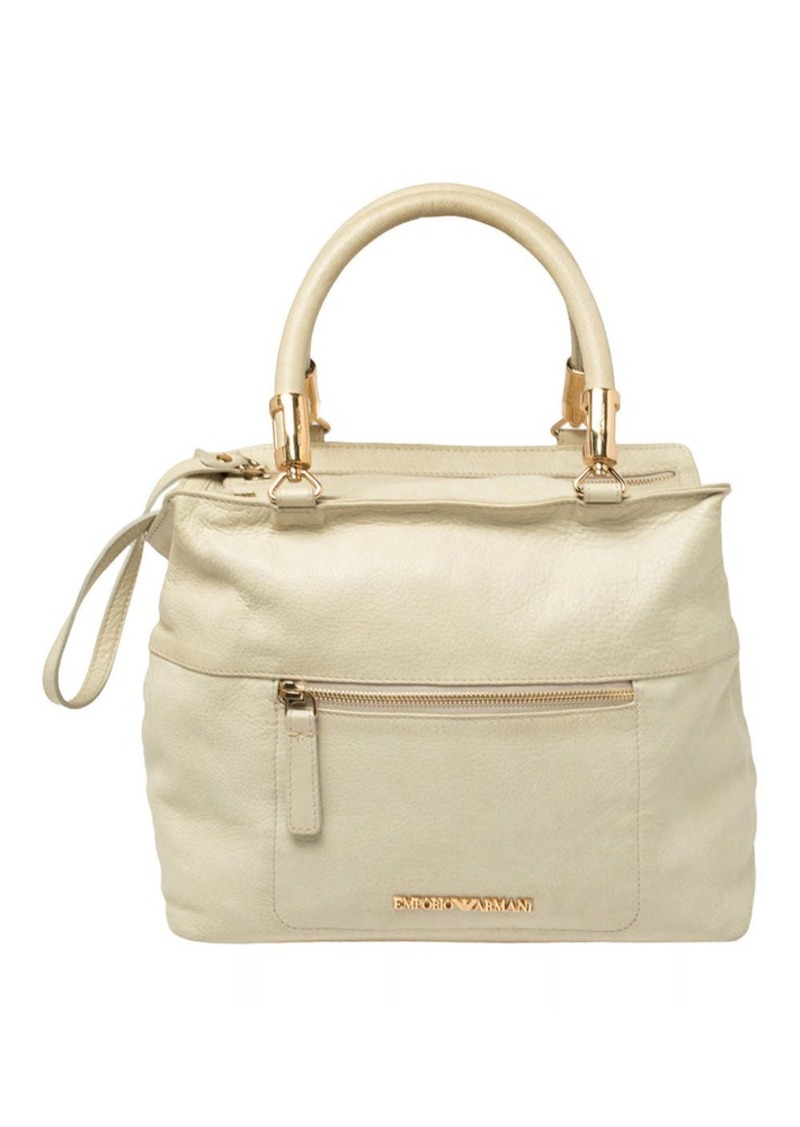 Emporio Armani Pale Leather Double Zip Tote