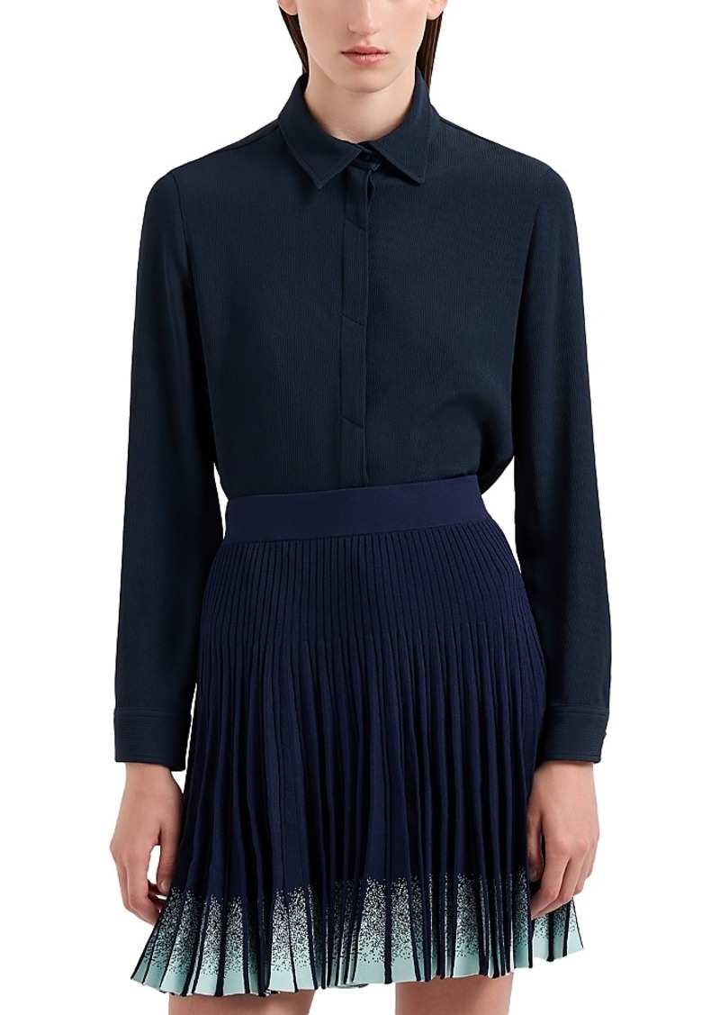 Emporio Armani Pleated Knit Skirt with Gradient Ribbing