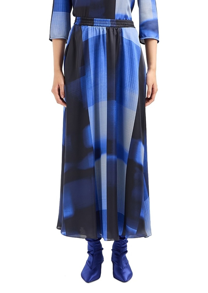 Emporio Armani Printed Satin Maxi Skirt