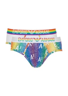 Emporio Armani Rainbow Logo Stretch Cotton Briefs 2 Pack