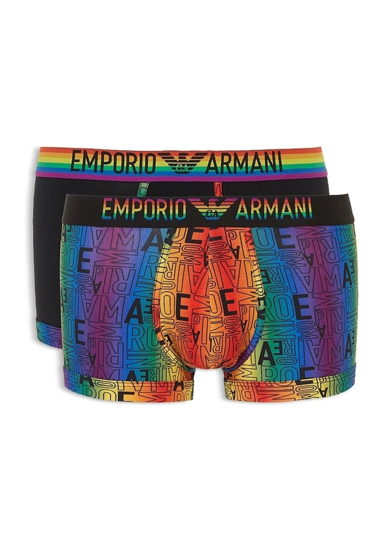 Emporio Armani Rainbow Logo Stretch Cotton Trunks 2 Pack