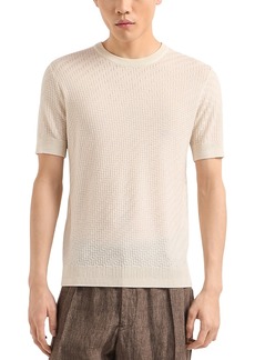 Emporio Armani Regular Fit Basketweave Short Sleeve Sweater