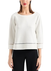 Emporio Armani Ribbed Mesh Trim Sweater