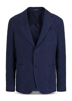 Emporio Armani Single Breasted Crepe Delave Linen Regular Fit Jacket